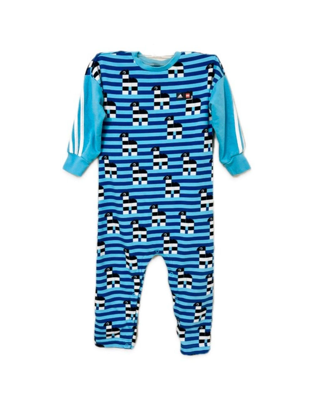Adidas x LEGO Blue Striped LEGO Zebra Romper 3T Toddler Boys EUC